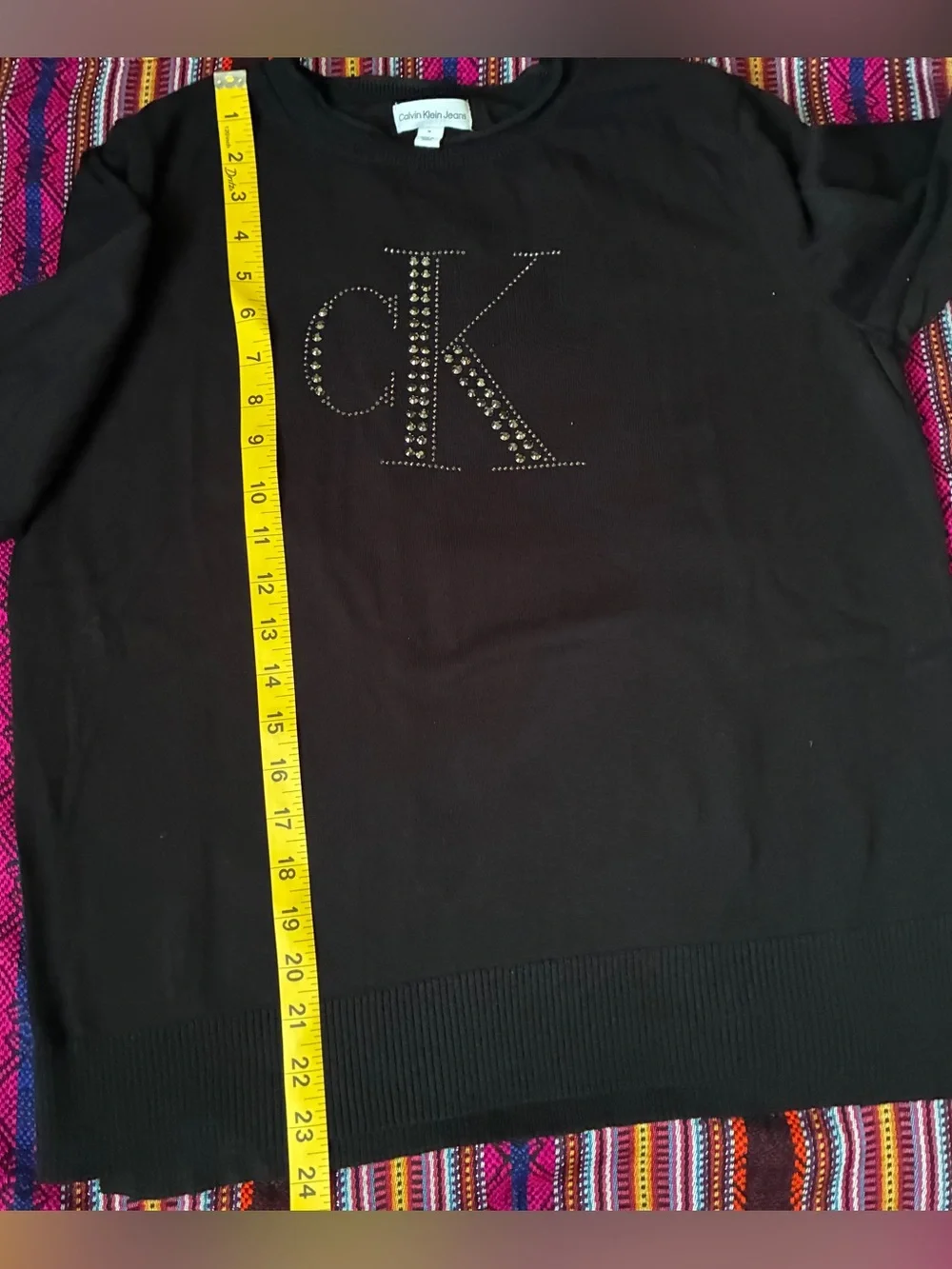 Calvin Klein Black Studded CK Logo Crewneck Sweater